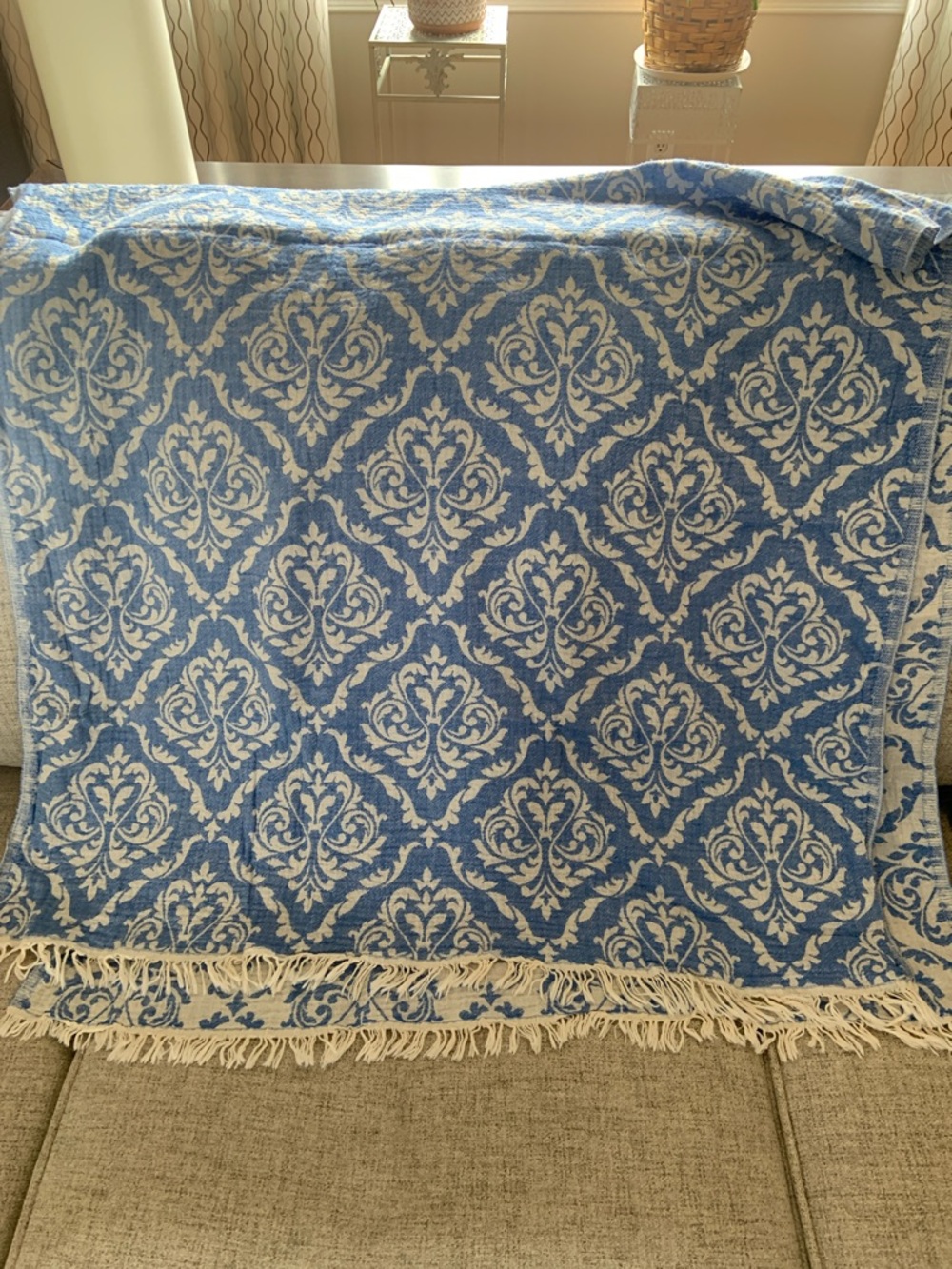 Blue and White Shawl
